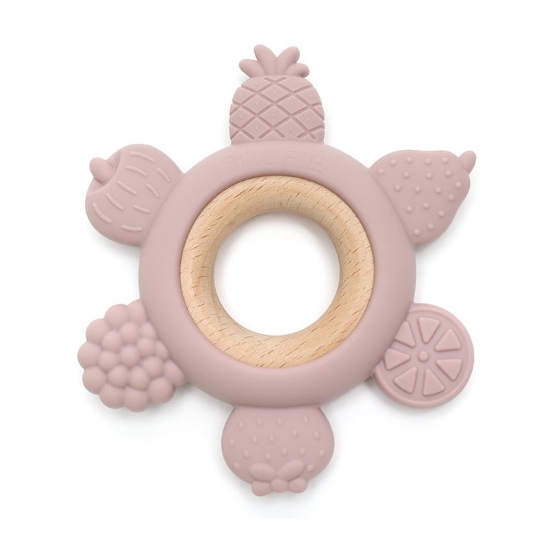 Fruit Wood & Silicone Teether - Blush