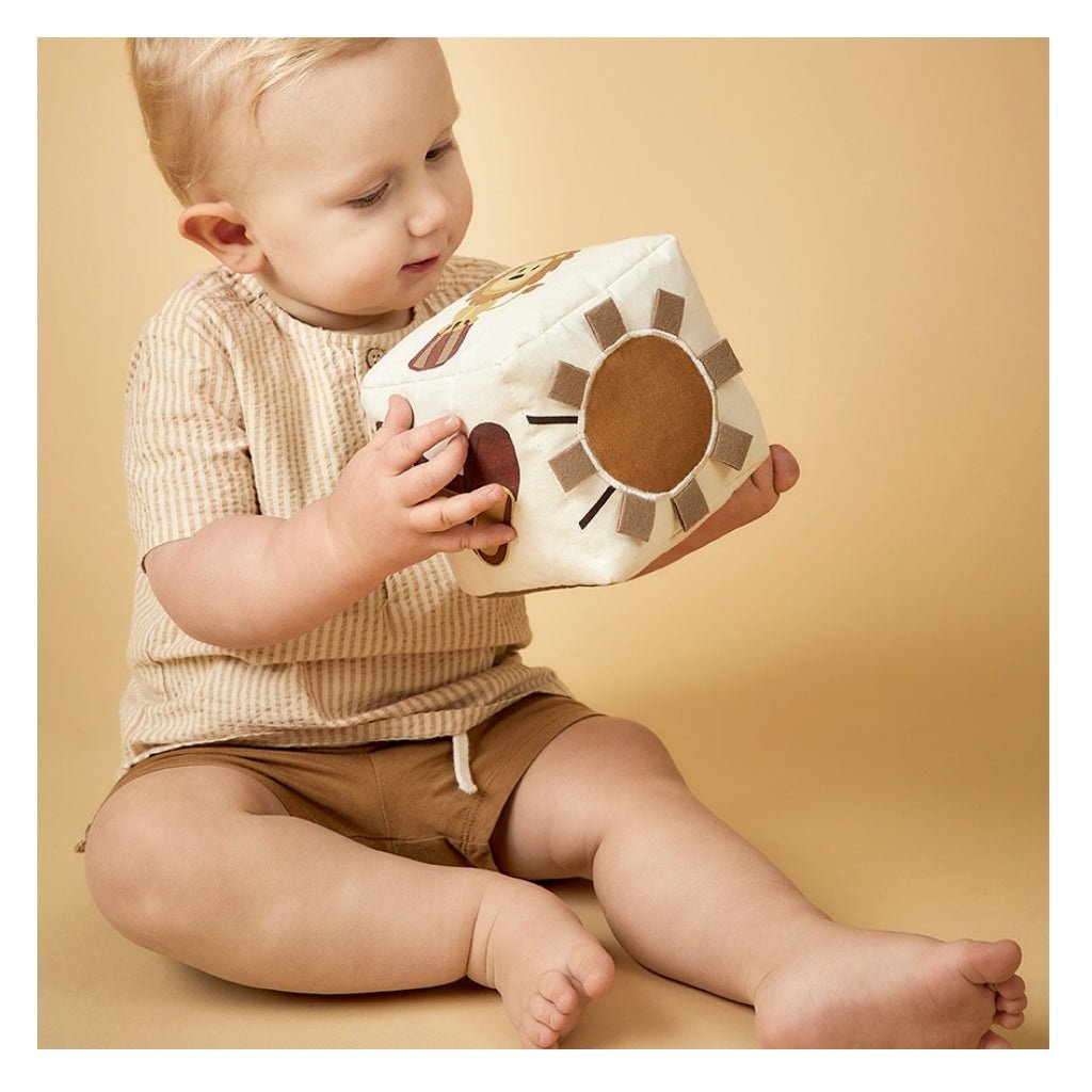 Katoenen speelkubus circus - Creme