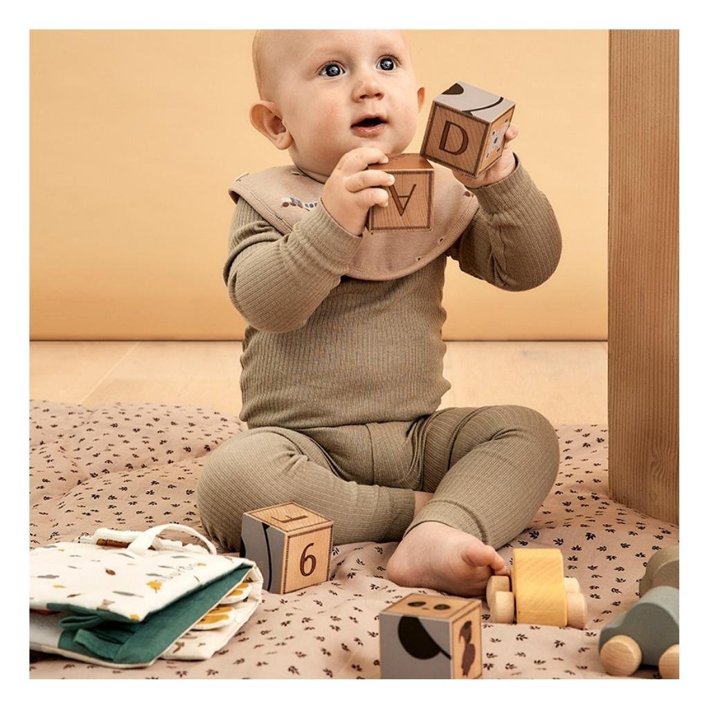 Houten bakstenen met cijfers, letters & motieven