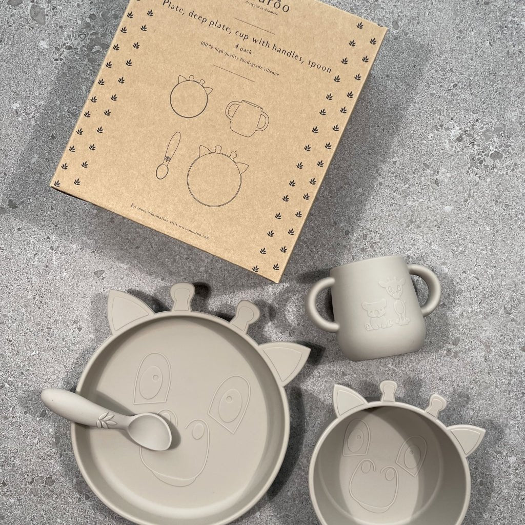 Silicone dinner set 4-pack - Cobblestone