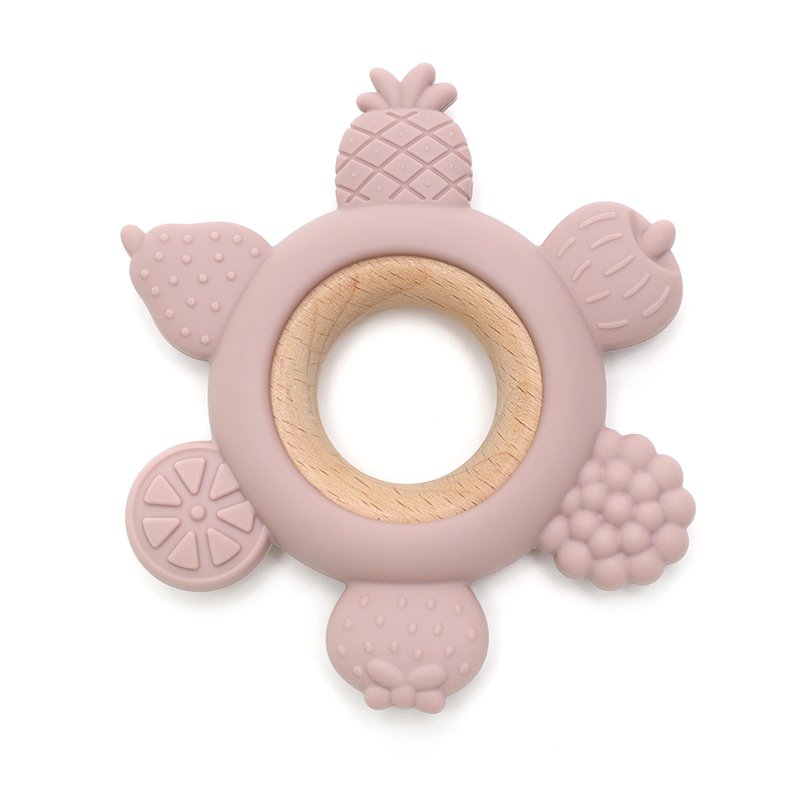 Fruit Wood & Silicone Teether - Blush