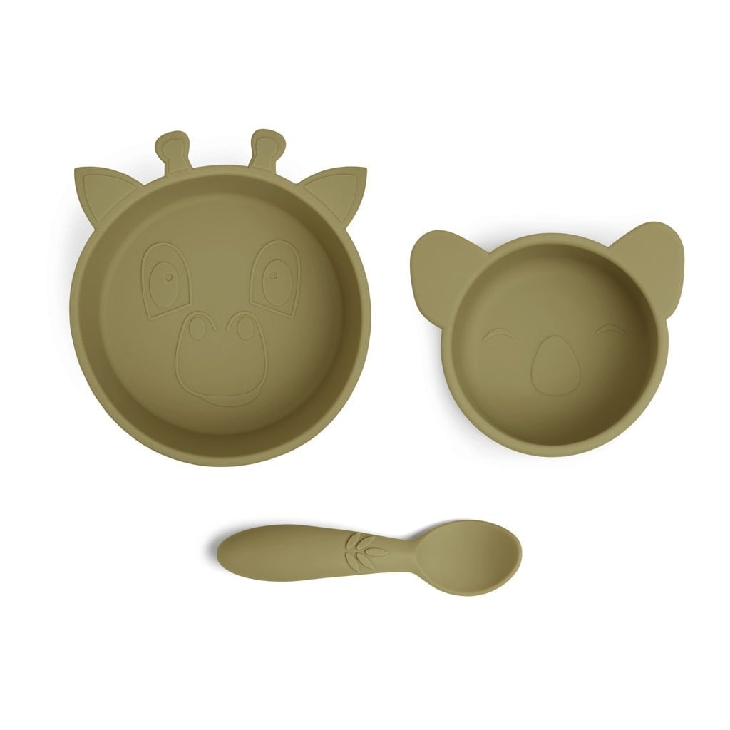 Silicone dinner set 3-pack - Olive Green