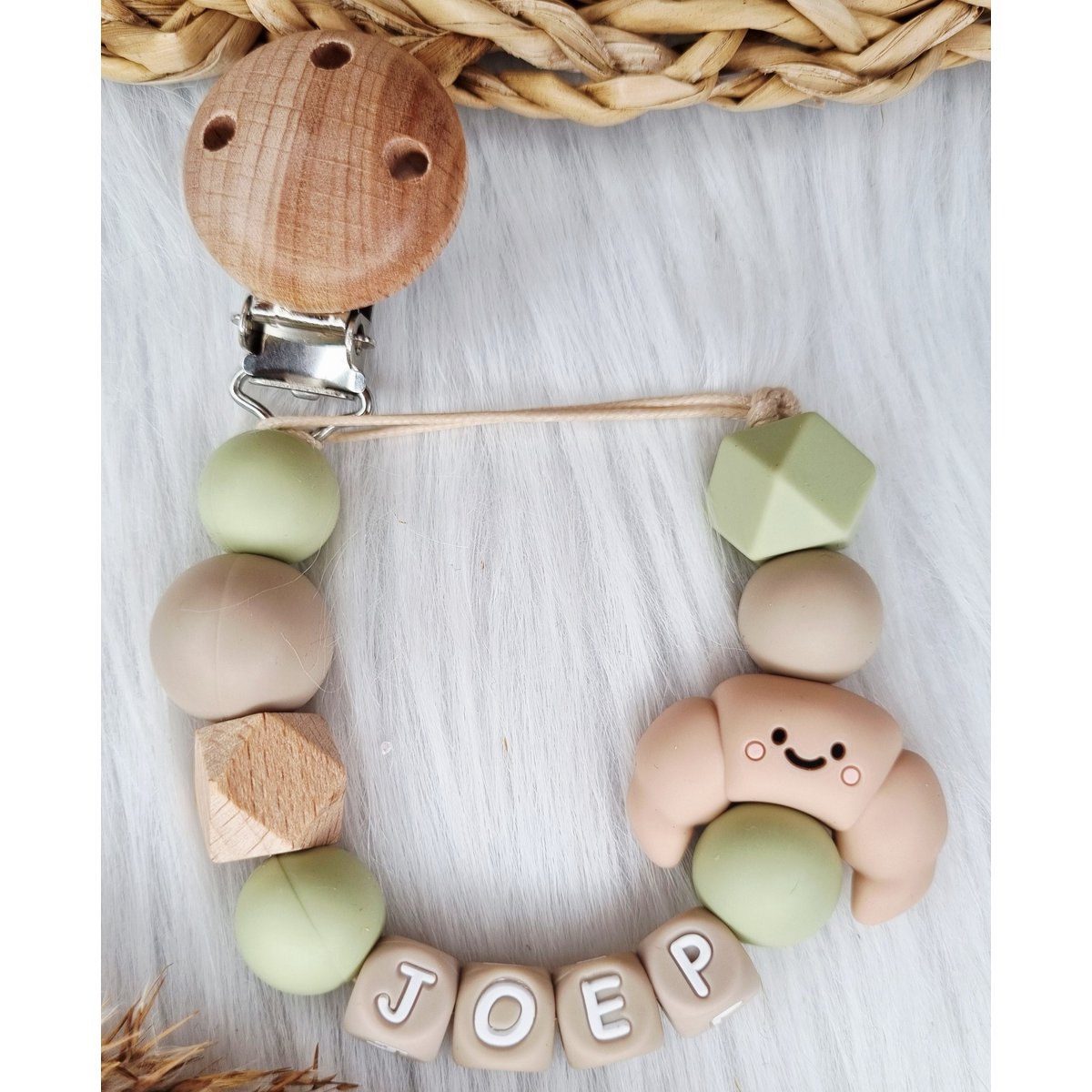 Speenkoord Croissant - Sage green