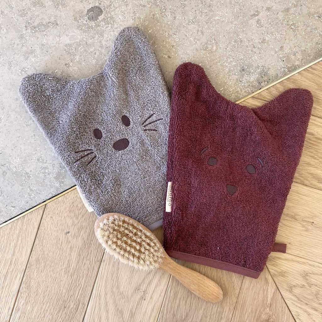 Washandjes dieren - 2 stuks - Brown/ grey