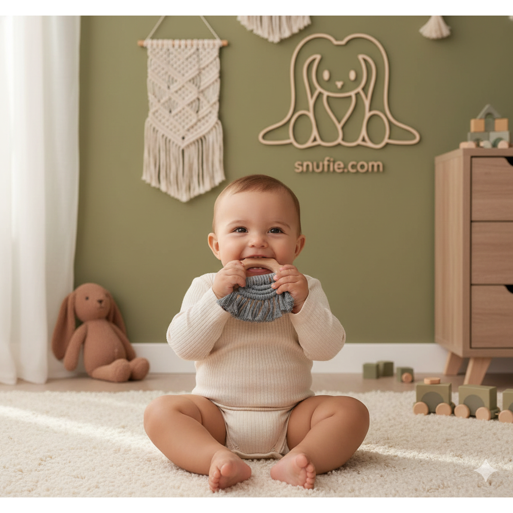 Bijtring - hout & katoen - Boho - Blue