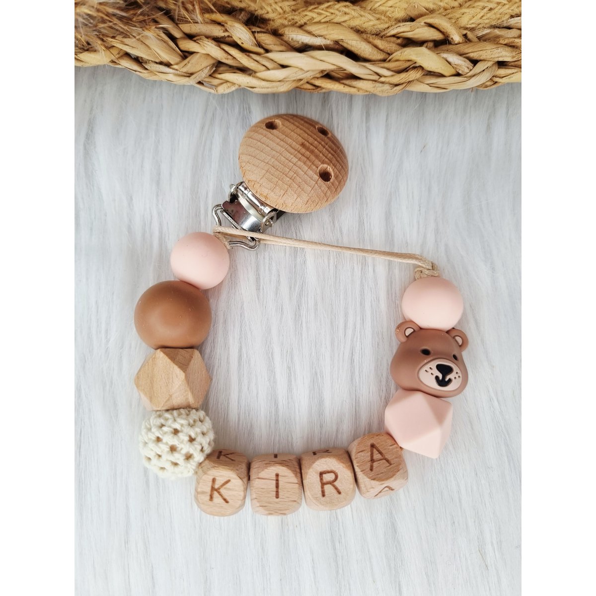 Speenkoord Bear - Pink