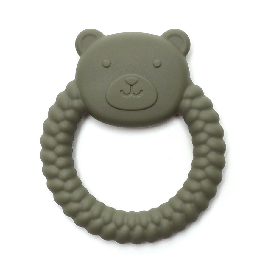 Silicone bijtring - Bear - Sage green