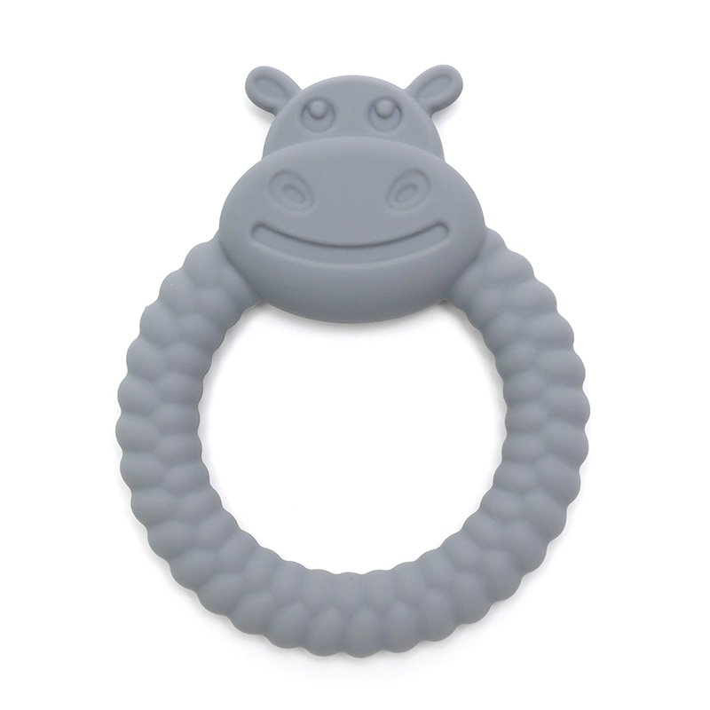 Silicone bijtring - Hippo - Blue